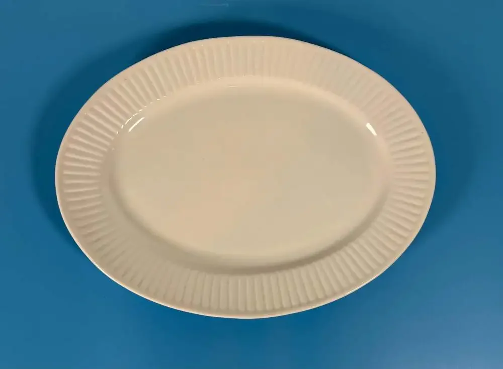 Gibson White Ribbed Edge Oval Serving Platter